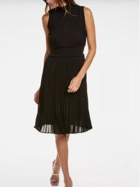 Nanette Lepore Smocked Pleated Maxi Dress 12 Black Special Occasion LBD